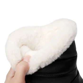 SIMLOVEYO dulce botas de nieve de las mujeres de la cuña tacones de zapatos de mujer de lindo moño de color rosa perla de tobillo botas impermeables cálida felpa botas bottines 18515