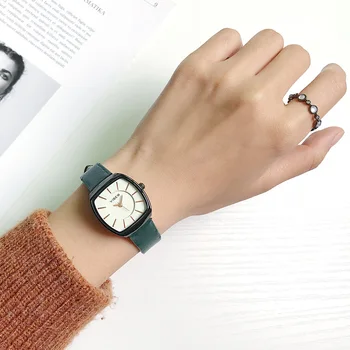 Simple vintage de cuero mujer relojes de diseñador de la plaza de la moda femenina pulsera de la alta calidad elegante casual de las señoras reloj de cuarzo 14164