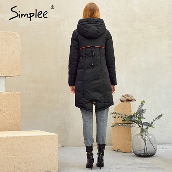 Simplee marca de Moda de bolsillo de las mujeres parkas abrigo de invierno 2020 Nuevas de algodón largo abrigo mujer con Capucha de la cremallera de la chaqueta de abrigo xl ropa