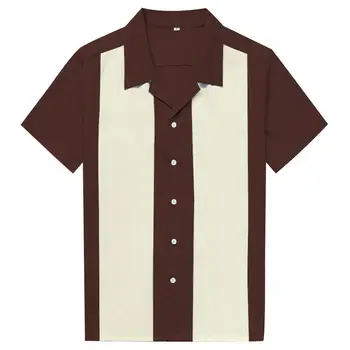 SISHION de Manga Corta de Verano de los Hombres Camisas de ST108 L-3XL Más el Tamaño de Ropa de Hombre Blusa de Algodón de Bolos Vintage Camiseta