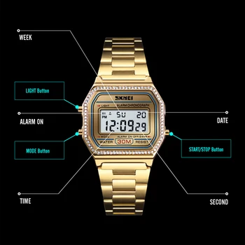 SKMEI las Mujeres de la Moda de los Relojes LED Reloj deportivo Digital de 30M Impermeable Semana Chrono de Mujer Relojes de Pulsera de Reloj Mujer Relogio Feminino