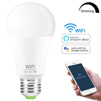 Smart Lámpara de Luz de Wifi de la Bombilla de 15W E27 B22 Dimmable LLEVÓ la Luz de la Noche 110V 220V Control de Voz Compatible con Amazon Alexa principal de Google