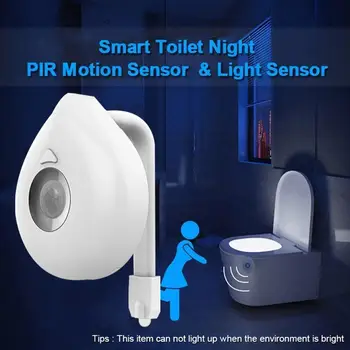Smart Sensor de Movimiento PIR Asiento de Inodoro Luz de la Noche 8 Colores Impermeable de la luz de fondo De la taza de Inodoro LED Luminaria Lámpara WC WC Luz