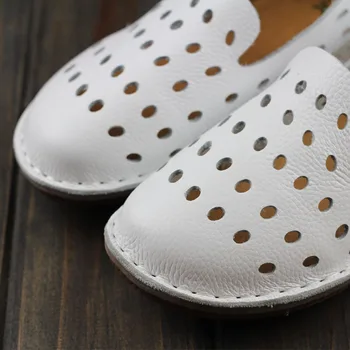 SNURULANWomen Zapatos hechos a Mano de Cuero Genuino de Pisos de Planicie Dedo Deslizarse sobre Planos damas Zapatos Casual Mujer Calzado