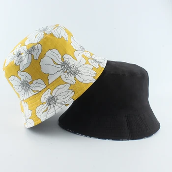 Sol de verano Sombrero de Panamá Sombrero de Cubo de las Mujeres de la Moda de Cubo Chicas de Tapa Reversible Bob chapeau Damas Femme Floral Pescador Sombrero