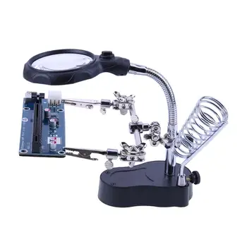 Soldadura de Lupa con Luz LED De 3,5 X-12X lente Auxiliar Clip Lupa Lupa de Escritorio de Tercera Mano la Herramienta de Reparación de Soldadura