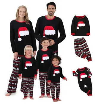 Sombrero de navidad Impreso 2020 de Invierno de la Familia en la Coincidencia de Pijamas Ropa 2pcs/Set Tops+Pantalones ropa de dormir de Padre, Madre, Niños Bebé Pjs