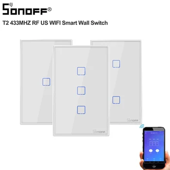 Sonoff TX T2 NOS 1/2/3 pandilla de Control Remoto Inteligente Wifi Temporizador interruptor de la luz de la pared toque RF433mhz Interruptor de trabajar con Alexa