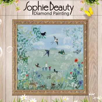 Sophie Belleza Diy Diamante Pintura de punto de Cruz de la Primavera de las Aves hechos a Mano Bordados Cuadrados de Mosaico Artes de diamantes De Imitación Kit de costura