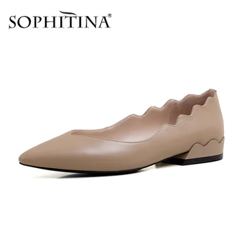 SOPHITINA Nueva Concisa Bombas de las Mujeres de la Moda de Alta Calidad de Cuero de Vaca de Onda de la Decoración de Zapatos Cómodos de Moda Bombas PO469