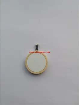 Sublimación en blanco de madera colgantes de la joyería de 25 mm de transferencia de calor de impresión personalizada consumibles 30pcs/lote no incluye cadena