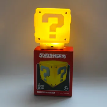 Super Mario LED signo de Interrogación Luz de la Noche Sonido Recargable Juego de Cubo Casa de la Decoración de la Lámpara de la Mesita de los Niños de Regalo con la Música de LED