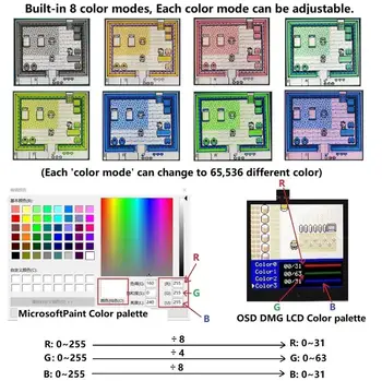 Super OSD RETRO de PÍXELES IPS LCD más Grande de la PANTALLA del KIT de luz de fondo Brillo sensor de Contacto Para el GameBoy Color Para GBC Q5 IPS LCD Kit de 16781