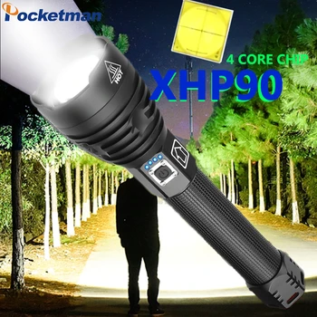 Super Potente Xlamp XHP70.2 XHP90 LED Linterna Antorcha LED USB XHP50 de la Lámpara Zoom Táctica de la Antorcha 18650 Batería 26650 batería Recargable de Battey