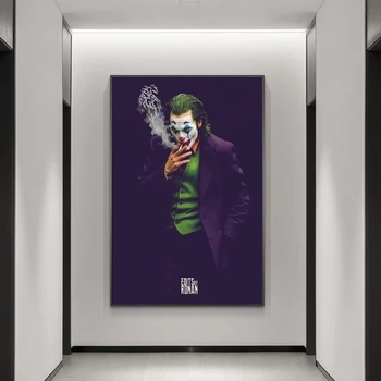 Super Villano De Fumar Joker Cartel De La Película De Lona De Arte De La Pared De Joaquin Phoenix Se Imprime Y El Cartel De La Imagen Del Cómic De Decoración De La Pintura De Cuadros