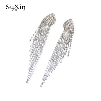 SuXin pendientes 2020 nuevo sencillo temperamento geométricas borla pendientes para las mujeres de largo cristal colgante pendientes de la joyería de regalo 137366
