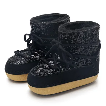 SWONCO Padre-Niño Botas de Nieve del Tobillo Hembra Caliente Zapatos de Invierno 2019 de la Felpa de Piel Vendaje Espacio de Tobillo Botas Mujer Zapatos de Plataforma