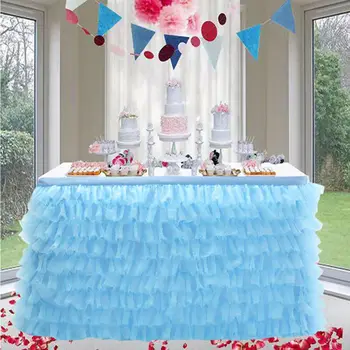 Tabla Falda de Tul de la Falda de la Mesa para la Boda de la Decoración de Baby Shower Cumpleaños Banquete de la Fiesta de la Boda de la Tabla de Rodapié 180x77cm