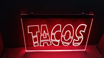 Tacos mexicanos Reklame schild Letrero de Neón Hombre de la Cueva Pub Concesionario de Coches Dormitorio 68229