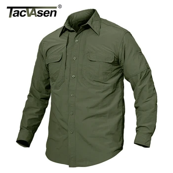 TACVASEN de los Hombres de la Marca de Airsoft Táctico Ropa de Secado Rápido Militares del Ejército de la Camisa Ligera de Manga Larga Camisa de los Hombres de Combate Camisetas 105213