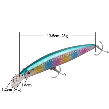 TAF UN+ Minnow Señuelo de la Pesca de Tungsteno Peso del Sistema de 125mm 23g variedad de Colores Modelo Caliente Duro Cebo Isca de Pesca Artificial Wobblers