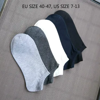 Tamaño grande 5pairs/lote Nuevo color puro algodón de los hombres zapatillas calcetines de verano de alta calidad diseño de moda barco Invisible Pantufa blanco