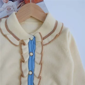 Teenster Bebé Niños, Disfraces De Niño Niños Suéteres De Otoño Niños Ropa Poco Lindo Suéter De Las Niñas De La Hoja De Lotus Borde Superior Cardigan