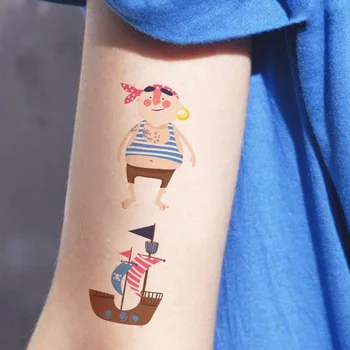 Temporal del Tatuaje Impermeable de la Historieta de Piratas del Arte de Cuerpo de la etiqueta Engomada de Falsos Tatuajes niños los Niños 30pcs