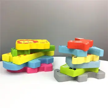Tetris Animal Creativo De Rompecabezas De Rompecabezas En Forma De Bloques De Construcción De Diversión De Rompecabezas De La Cognición Montessori De Madera Temprana Educación Juguetes