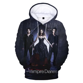 The Vampire Diaries Impresión 3D Sudaderas con Capucha de los Hombres de las Mujeres de Moda Casual Divertido Jersey Unisex Streetwear Sudaderas con capucha de gran tamaño