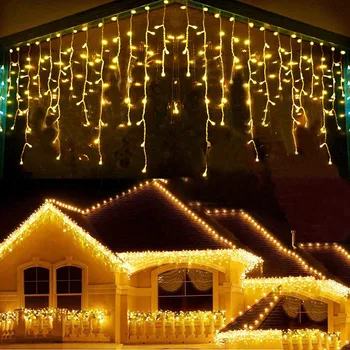 Thrisdar 4M luces de Navidad de la Caída de 0.4/0.5/0.6 M Led de la Cortina de la Ventana de Carámbano de la Cadena de Guirnalda de Luces Para Fiesta al aire libre Decoración del Jardín 22631