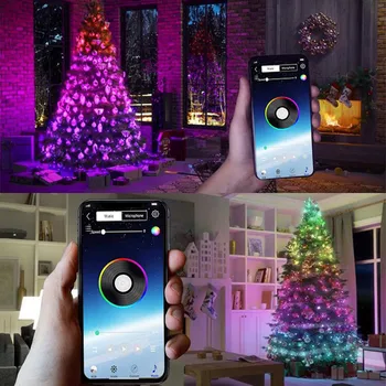 Thrisdar 5/10/20M Usb Led Cadena de Luz de Bluetooth de la Aplicación Controlada de Árboles de Navidad, Luces de LED que cambia de Color de Hadas Guirnalda de Luces