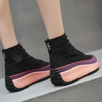 Timalina Ins de la Venta Caliente de Alta Superior Zapatos de Lona de las Mujeres Zapatillas de deporte de la Plataforma de 2020 primavera/Otoño Casual Femenina Grueso de la Zapatilla de deporte