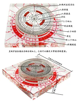 TOP Geomántica presagio herramienta maestro Sudeste de Asia de la OFICINA en el HOGAR eficaz Ocho Diagramas de FENG SHUI brújula Portátil de cristal LUO PAN