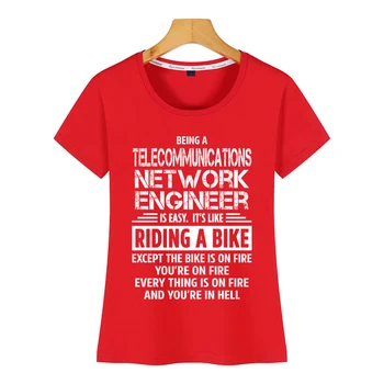 Tops Camiseta de las Mujeres de la red de telecomunicaciones ingeniero de Verano Harajuku de Algodón Mujeres Camiseta 59640
