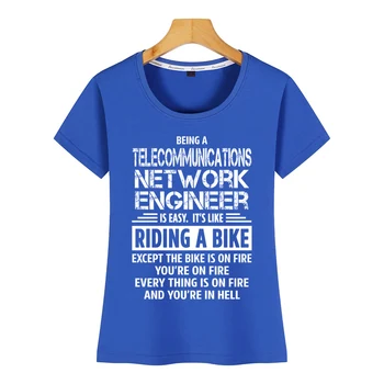 Tops Camiseta de las Mujeres de la red de telecomunicaciones ingeniero de Verano Harajuku de Algodón Mujeres Camiseta