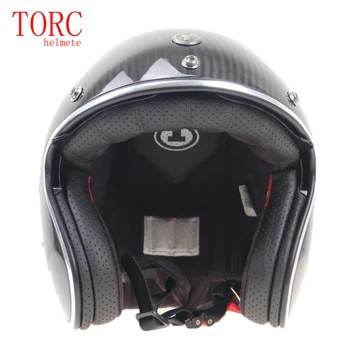 TORC de Fibra de Carbono casco de la Motocicleta Profesional de peso Ligero Casco de Cara Abierta con interior de las gafas de sol y Clásico de 3/4 casco