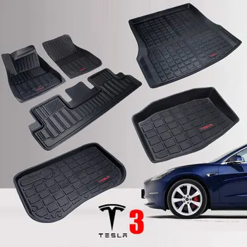 TPE de Coche alfombras de Piso para el Tesla Model 3 Cajuela de Almacenamiento Frontal del Tronco de la Estera para Todo Clima del Auto Alfombra 2016-2020 Años Impermeable Mat