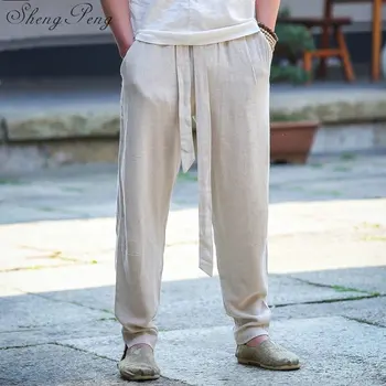 Tradicional china los hombres de la ropa de kung fu de los pantalones oriental pantalones de hombre para hombre ropa étnica oriental de los hombres la ropa CC210 19532