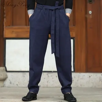 Tradicional china los hombres de la ropa de kung fu de los pantalones oriental pantalones de hombre para hombre ropa étnica oriental de los hombres la ropa CC210