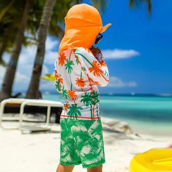 Trajes de baño de niños para los niños de cubierta completa UPF50+ mangas largas UV de protección de los niños del traje de baño de niño del traje de baño ropa de playa de surf traje
