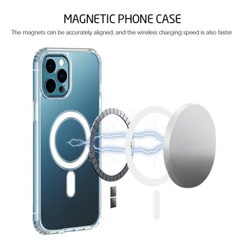 Transparente Magnético Caso Para el iPhone 12 Pro Max 12 Mini Pro 12pro Cubierta Transparente Fundas Coque Magsafing de Soporte de Carga Inalámbrica