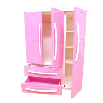 Tres puertas de color Rosa Moderno Armario set de juegos de Barbi Muebles Puede Poner Zapatos R9JD