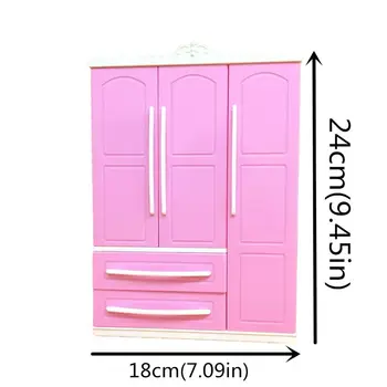 Tres puertas de color Rosa Moderno Armario set de juegos de Barbi Muebles Puede Poner Zapatos R9JD