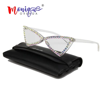 Triángulo de 2019 Cat Eye Gafas de sol de las Mujeres de Montura Vintage Rhinestone de las Gafas de sol de color Rosa Amarillo Tonos de Moda para las mujeres 47765