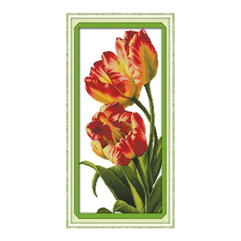 Tulip flor impresa de punto de Cruz, Kits de 11ct 14ct Tela de Lienzo Bordado de la Decoración del Hogar de punto de Cruz Bordado Costura Conjunto