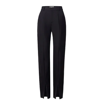 TWOTWINSTYLE Casual de Longitud Completa de Pantalón de Mujer de Alta Cintura Plisada Slim Split Lápiz Pantalones Para Mujer Ropa 2020 de la Moda de Primavera Nueva 56646