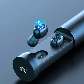TWS Bluetooth Inalámbrico de Auriculares Estéreo de la Extracción de Auriculares Dual Mic Deportes Auriculares a prueba de agua Con la Pantalla Led