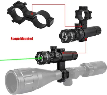 Táctica Fuera de Green Dot Vista del Laser 532nm Interruptor Ajustable Rifle Alcance de Caza con los rieles de Montaje De Pistola de Caza de Lazer Vista