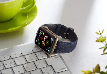 UEBN del Dril de algodón con Cuero Hebilla de Metal de la banda para el Apple Watch de la Serie 6 de la correa para el iWatch 6 5 4 44 mm 40 mm 38 mm 42 mm de correas de relojes